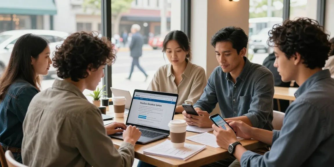 Discussing online payday loans California in a vibrant café setting with diverse individuals.