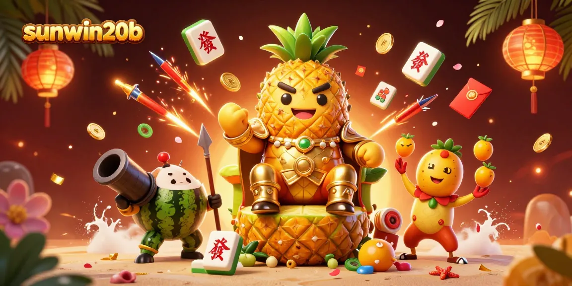 Engage with the vibrant world of sunwin20b, featuring a golden pineapple king and exciting casino elements.
