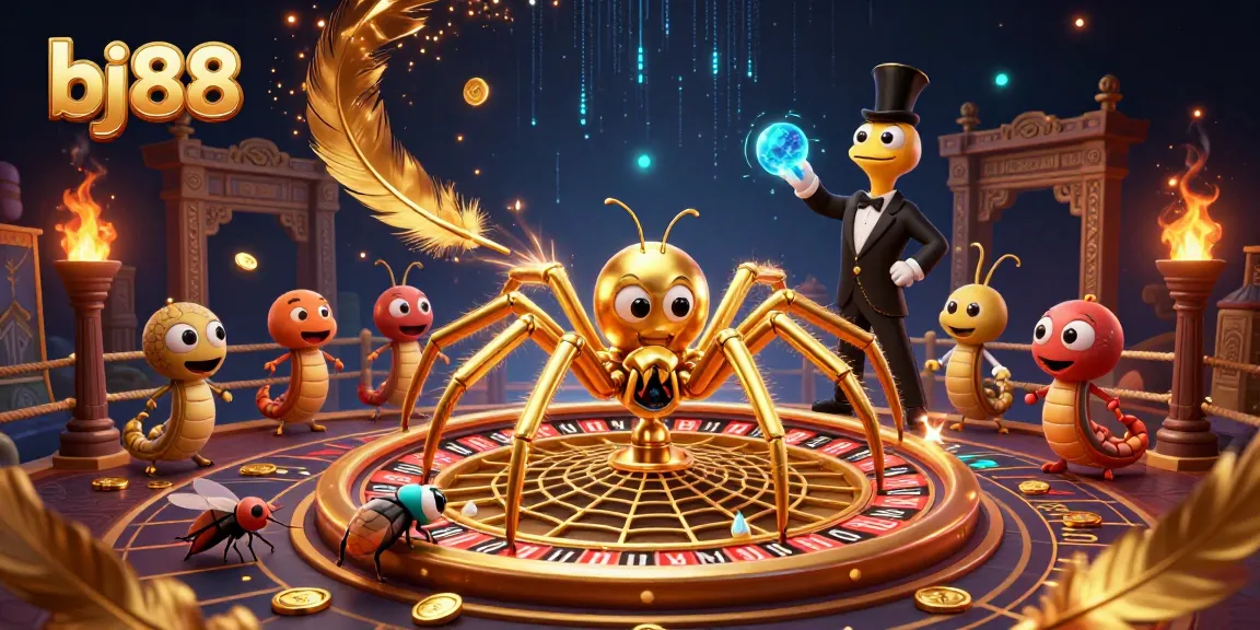 Experience excitement at bj88's vibrant casino arena with a golden spider roulette and centipede dealer.